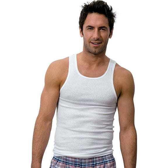 Mens Hanes 6 Pack Classics A-Shirt Undershirts - 7990P6 White Medium