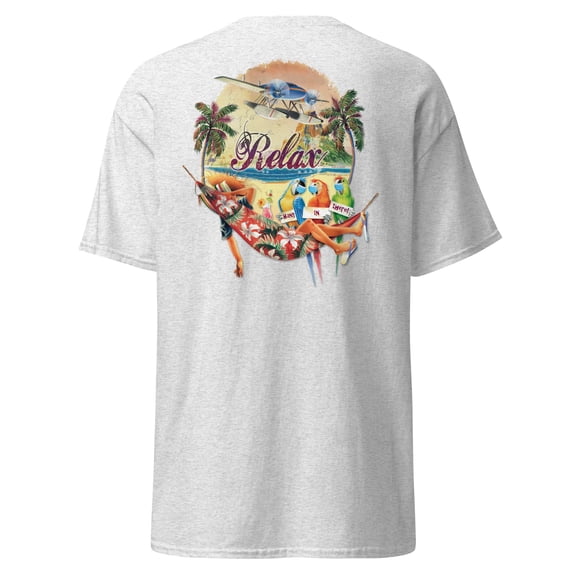 Mens Hang In There Relax Hammock Social Distancing Parrots Beach T-Shirt