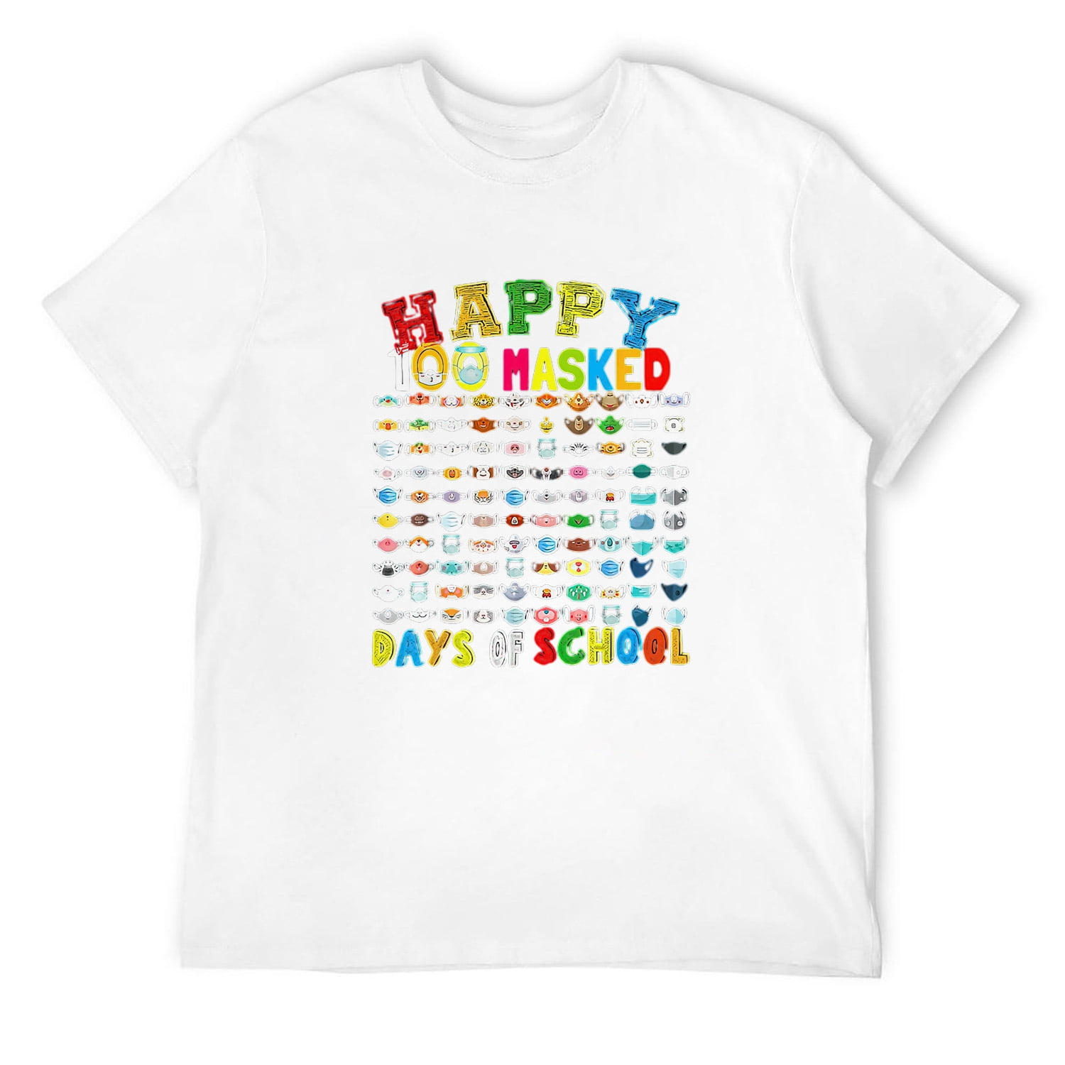 Mens Happy 100 Masked Day of school 100 Funny masks 21 kids T-Shirt ...