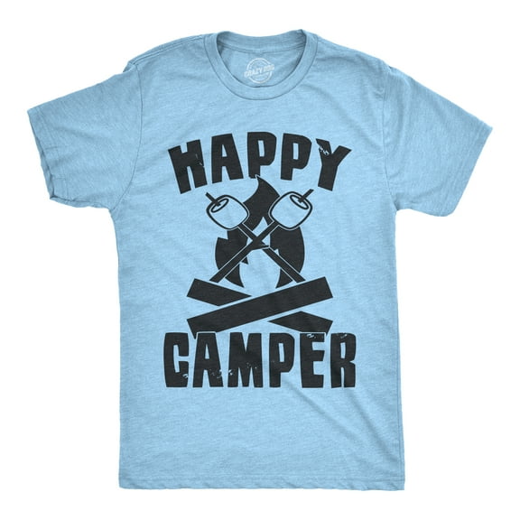 Mens Happy Camper Shirt Funny Camping Cool Hiking Graphic Vintage Tee 80s Saying Graphic Tees
