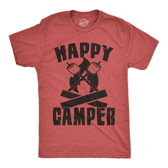 Mens Happy Camper Shirt Funny Camping Cool Hiking Graphic Vintage Tee 80s Saying Graphic Tees
