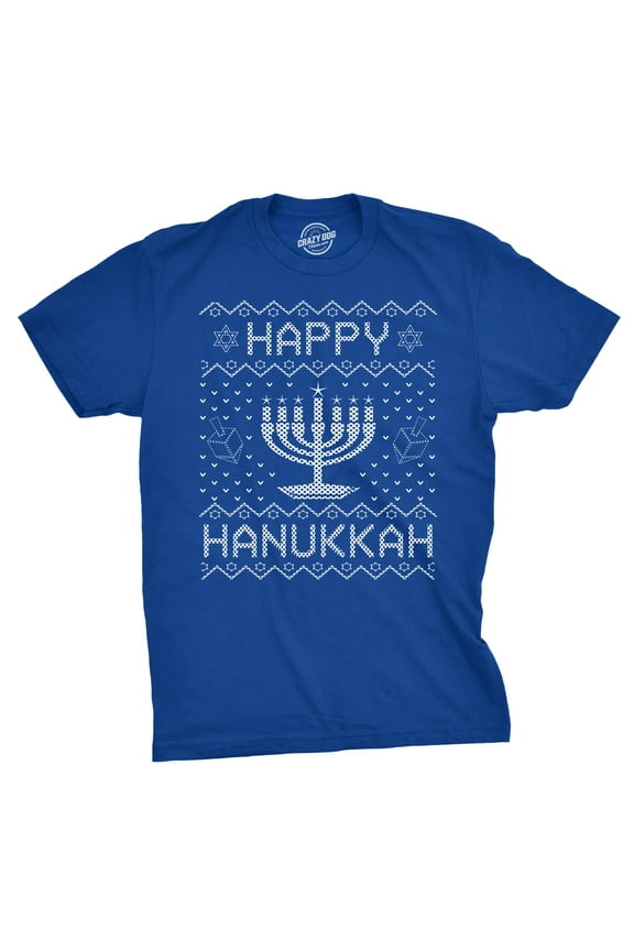 Mens Happy Hanukkah T Shirt Funny Jewish Christmas Menorah Tee for Guys Graphic Tees