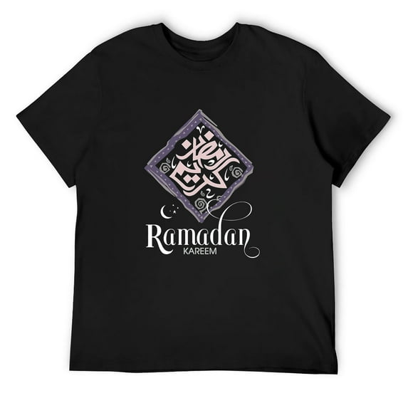 Mens Happy Ramadan Kareem Muslim Arabic Ramadan Short Sleeve T-Shirt Black 3X-Large