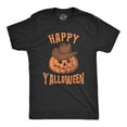 thumbnail image 1 of Mens Happy Y'alloween T Shirt Funny Halloween Jack-O-Lantern Cowboy Graphic Novelty Tee Graphic Tees, 1 of 8