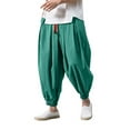 thumbnail image 1 of Mens Harem Pants Casual Drawstring Aladdin Hippie Cotton Drop Crotch Trouser, 1 of 3