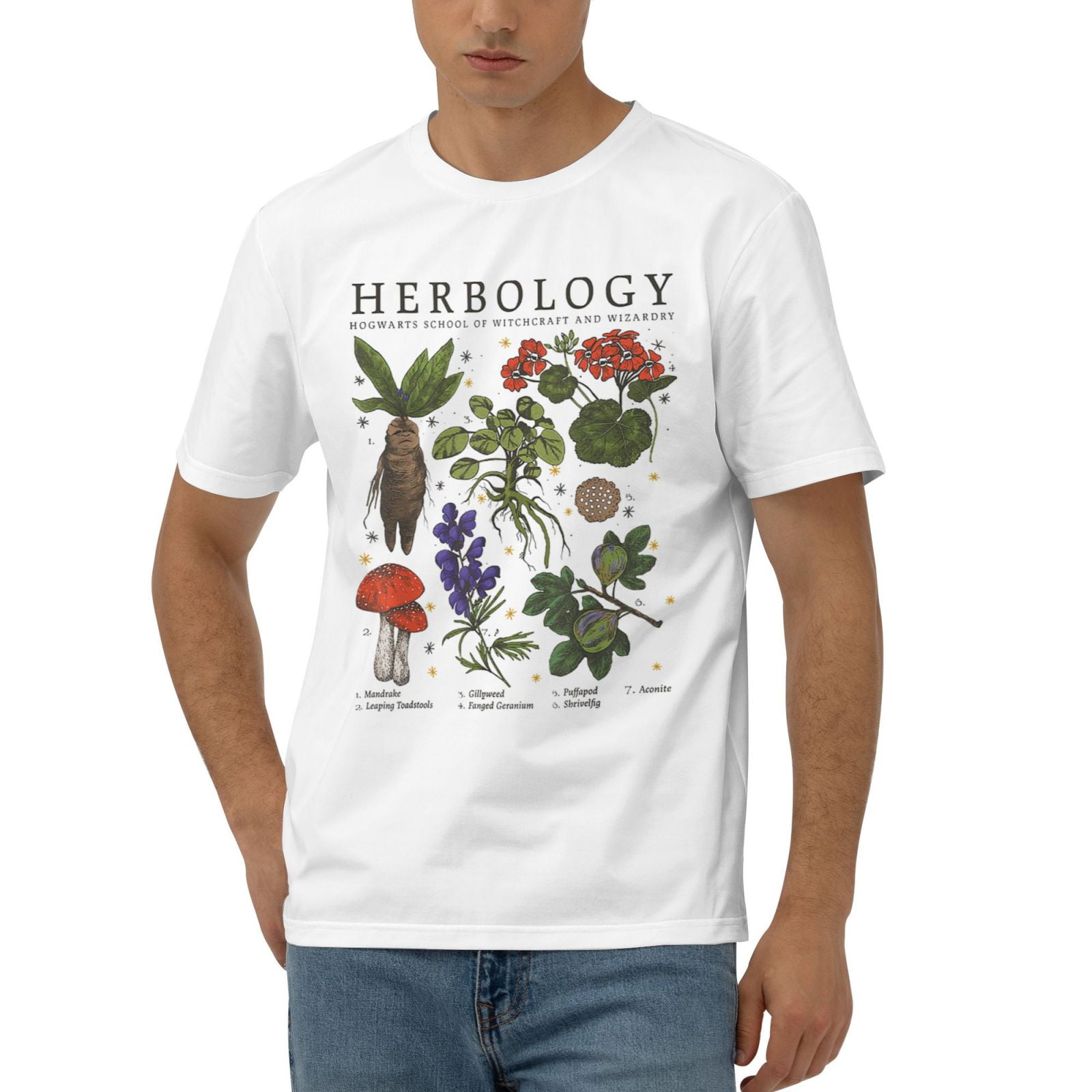 Mens Harry Potter Herbology Official Vintage Cotton Crew T Shirts