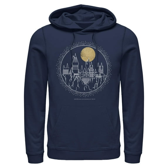 Mens Harry Potter Hogwarts Line Art Moonrise Lightweight Hoodie