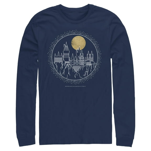 Mens Harry Potter Hogwarts Line Art Moonrise Long Sleeve Shirt