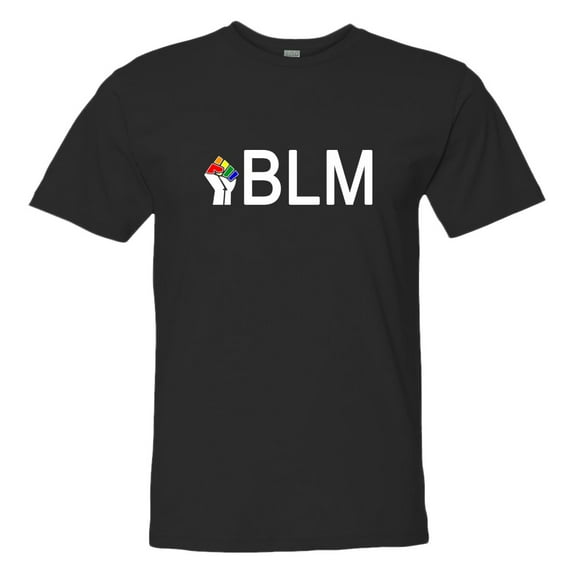 Mens Hashtag #BLM Black Lives Matter LGBTQ Rainbow Gay Pride HQ Tee Shirt Black L