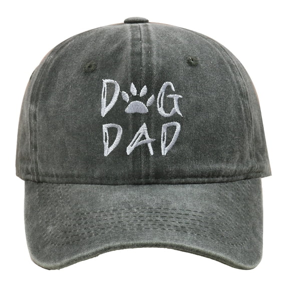 Mens Hat "DOG DAD" Embroidery Baseball Cap Adjustable Washed Casual Cap for Outdoor Walking and Daily