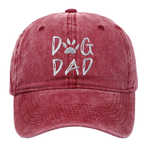 Mens Hat "DOG DAD" Embroidery Baseball Cap Adjustable Washed Casual Cap for Outdoor Walking and Daily
