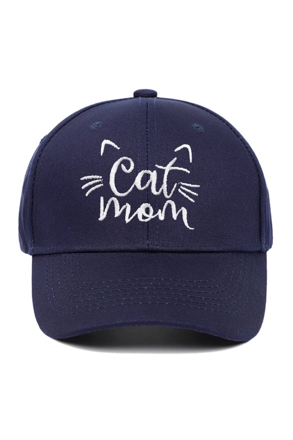 Mens Hat Unisex Baseball Cat Mom Embroidered Summer Sun Protection Adjustable Hard Top Cat Lover Caps for Men
