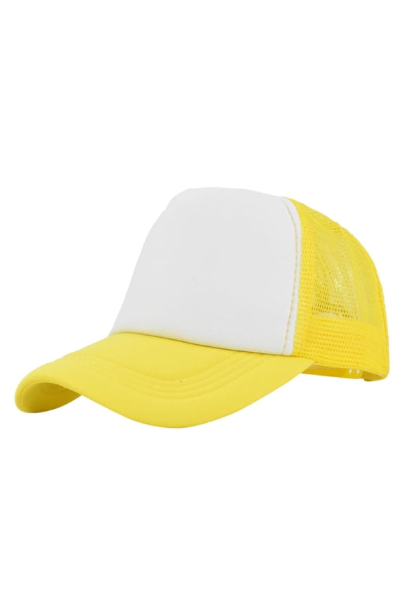 Mens Hats, Audhol Mesh Trucker Baseball Cap Mens and Womens Solid Color Matching Simple Casual Peaked Cap Structured Front Panel Trucker Hat Men Yellow One Size