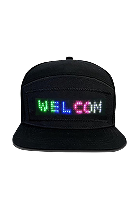 Mens Hats Led Rolling Display Pixel Art Style Pattern Mens Activities Hat,Black,One Size