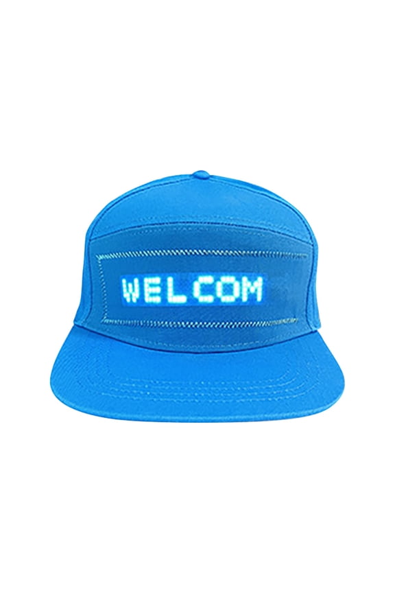 Mens Hats Led Rolling Display Pixel Art Style Pattern Trucker Hat,Blue,One Size