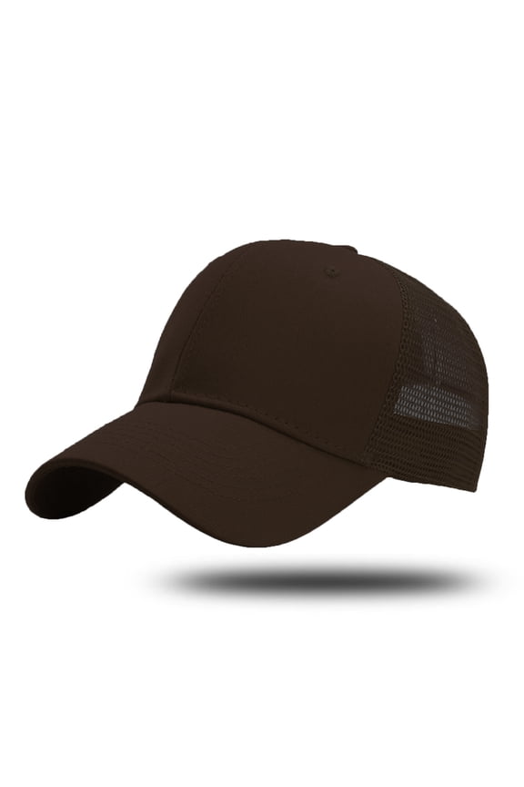 Mens Hats Unisex Baseball Trucker Structured Plain 6 Panel Adjustable Outdoor Ball Caps Coffee One Size