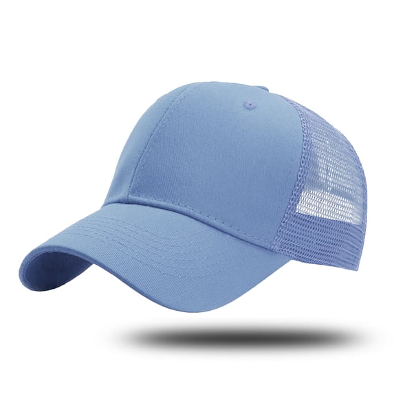 Mens Hats Unisex Baseball Trucker Structured Plain 6 Panel Adjustable Outdoor Mens Caps Light Blue One Size