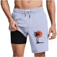 thumbnail image 1 of Mens Hawaii Swimming Trunks Drawstring Elastic Waist Swim Shorts Coconut Tree Pattern Shorts With Compression Liner Casual Vacation Swim Trunks 2026, 1 of 6