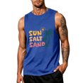 thumbnail image 1 of Mens Hawaiian Beach Tank Tops, Summer Beach Letter Graphic Sleeveless Muscle Cut Off Gym Shirts, 1 of 3