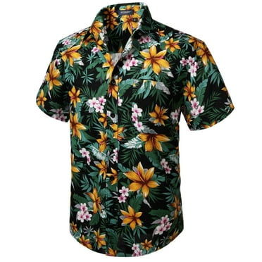 Men's Hawaiian Shirt Aloha Shirt M Black Rafelsia Floral - Walmart.com