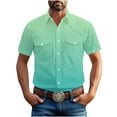 thumbnail image 1 of Mens Hawaiian Gradient Shirts Button Up Short Sleeve Beach Shirts Casual Turndown Collar Blouse Shirt, 1 of 7