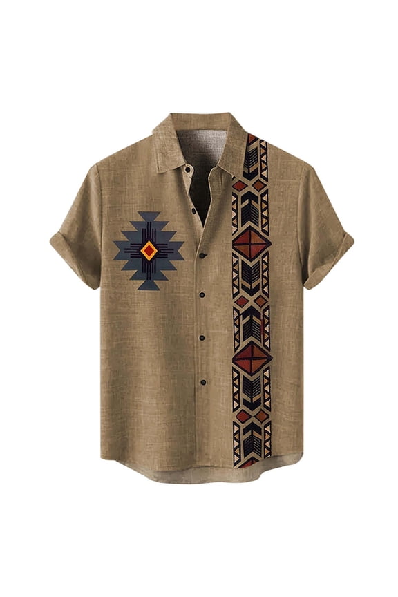 Mens Hawaiian Printed Short Sleeve Shirts Tropical Floral Button Down Aloha Holiday Shirt Vacation Coffee L