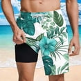 thumbnail image 1 of Mens Hawaiian Quick Dry Swim Trunks Drawstring Elastic Waist Tropical Print Double Layer Summer Beach Vacation Swim Shorts S-2XL, 1 of 9
