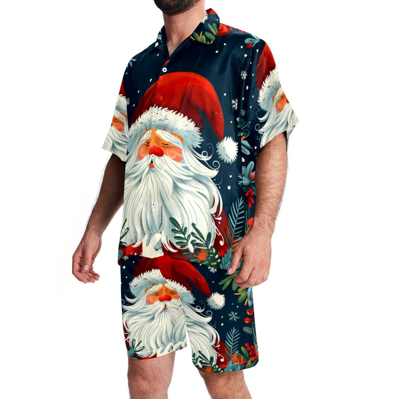 Mens Hawaiian Sets 2 Piece Set for Men Beach Outfits for Men Christmas Santa Men Summer Outfits Walmart