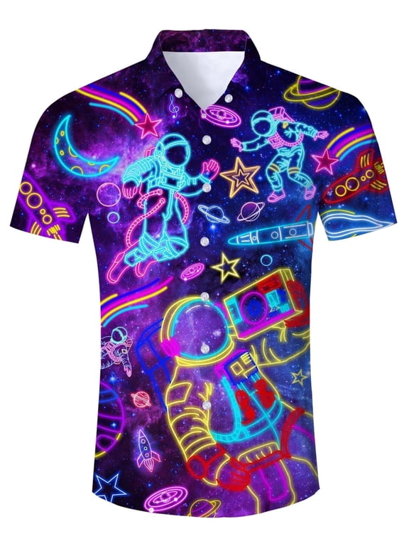 Mens Hawaiian Shirt 3D Print Casual Short Sleeve Button Down Graphic Aloha Dress Shirts