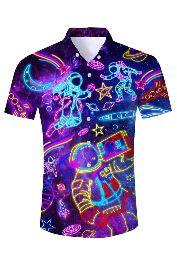 Mens Hawaiian Shirt 3D Print Casual Short Sleeve Button Down Graphic Aloha Dress Shirts