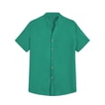 thumbnail image 1 of Mens Hawaiian Shirt Band Collar Short Sleeve Button Down Shirts Summer Beach Shirts Green, 1 of 6