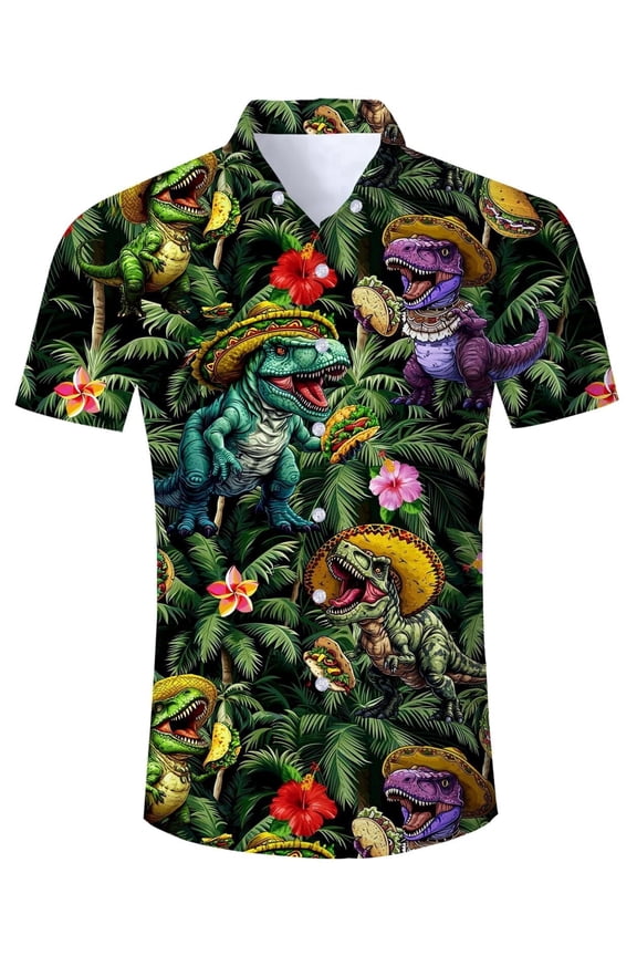 Mens Hawaiian Shirt 3D Print Casual Short Sleeve Button Down Graphic Aloha Dress Shirts