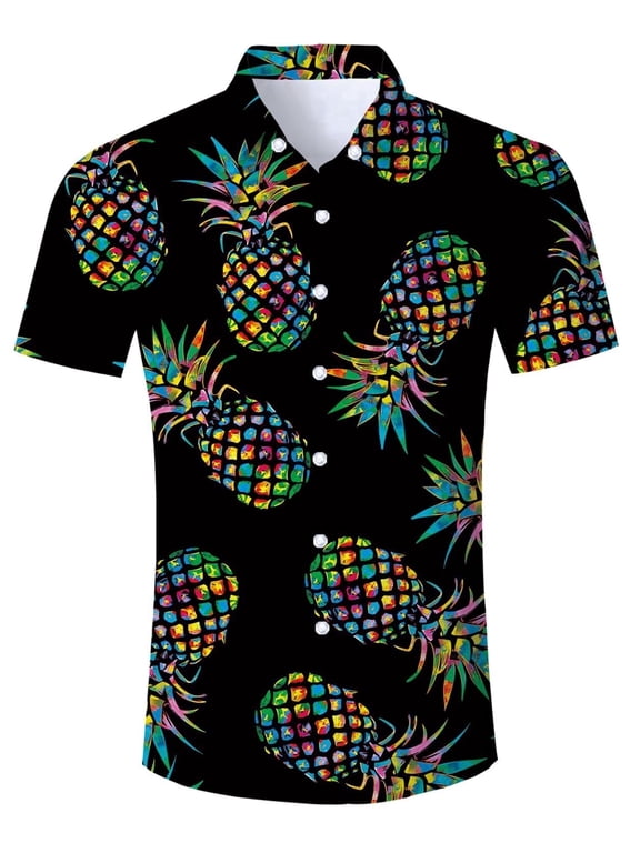 Mens Hawaiian Shirt 3D Print Casual Short Sleeve Button Down Graphic Aloha Dress Shirts