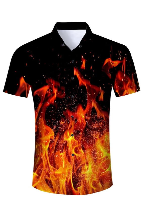 Mens Hawaiian Shirt 3D Print Casual Short Sleeve Button Down Graphic Aloha Dress Shirts