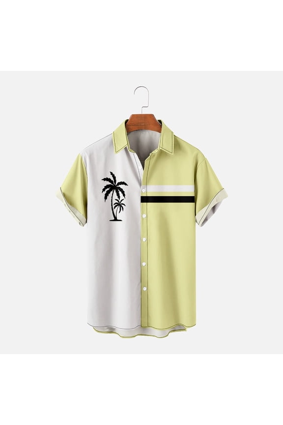 Mens Hawaiian Shirt Short Sleeve Button Down Shirt Tropical Summer Beach Shirt