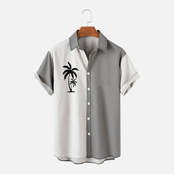 Mens Hawaiian Shirt Short Sleeve Button Down Shirt Tropical Summer Beach Shirt