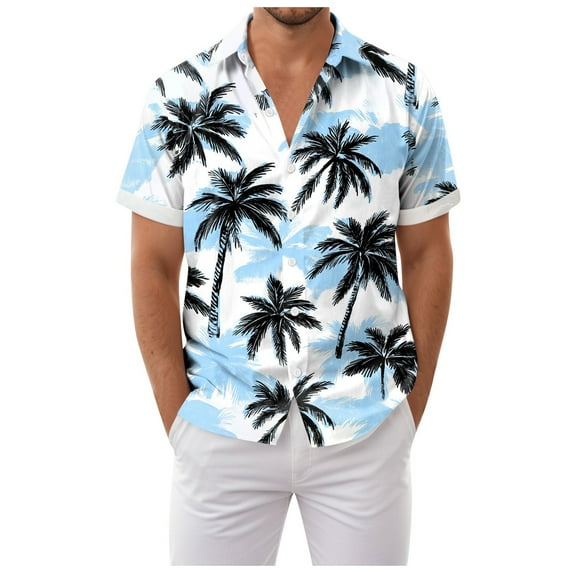 Mens Hawaiian Shirt Short Sleeve Button Down Shirts Tropical Floral Summer Beach Shirts,S-3XL