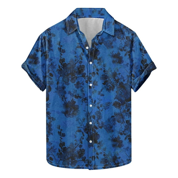 ZQUUVOU Mens Hawaiian Shirt Short Sleeve Floral Button Down Shirts Tropical Holiday Tops Collar Summer Beach Shirts E-Multicolor
