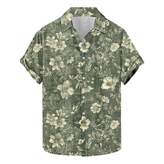 ZQUUVOU Mens Hawaiian Shirt Short Sleeve Floral Button Down Shirts Tropical Holiday Tops Collar Summer Beach Shirts F-Multicolor