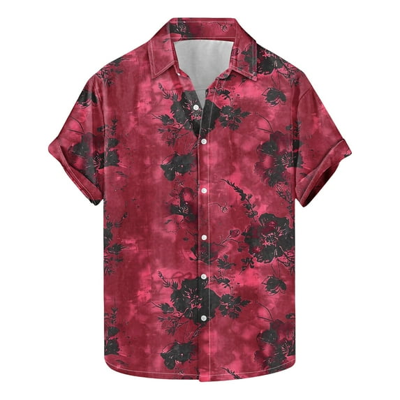 ZQUUVOU Mens Hawaiian Shirt Short Sleeve Floral Button Down Shirts Tropical Holiday Tops Collar Summer Beach Shirts H-Multicolor