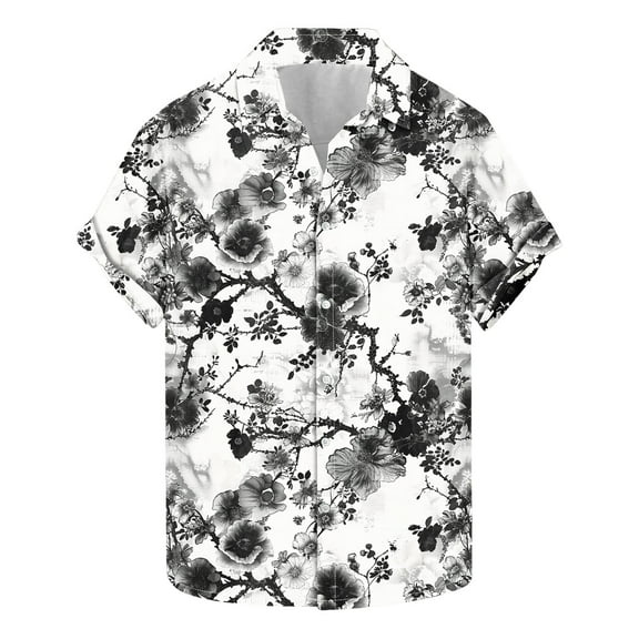 ZQUUVOU Mens Hawaiian Shirt Short Sleeve Floral Button Down Shirts Tropical Holiday Tops Collar Summer Beach Shirts K-Multicolor