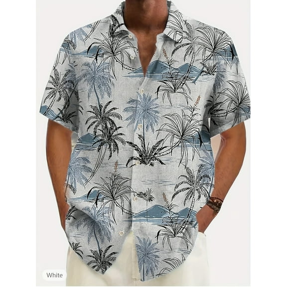 Mens Hawaiian Shirt Short Sleeve Floral Button Down Shirts Tropical Summer Beach Shirts Camp Collar Shirt Blue 3XL