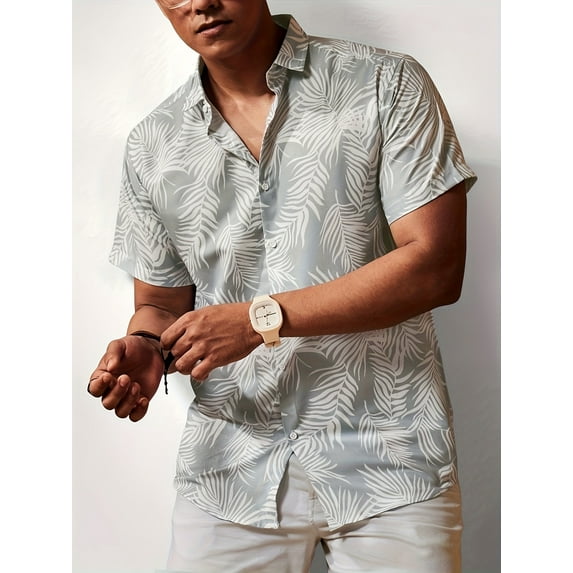 Mens Hawaiian Shirt Short Sleeve Floral Button Down Shirts Tropical Summer Beach Shirts Camp Collar Shirt Green 3XL