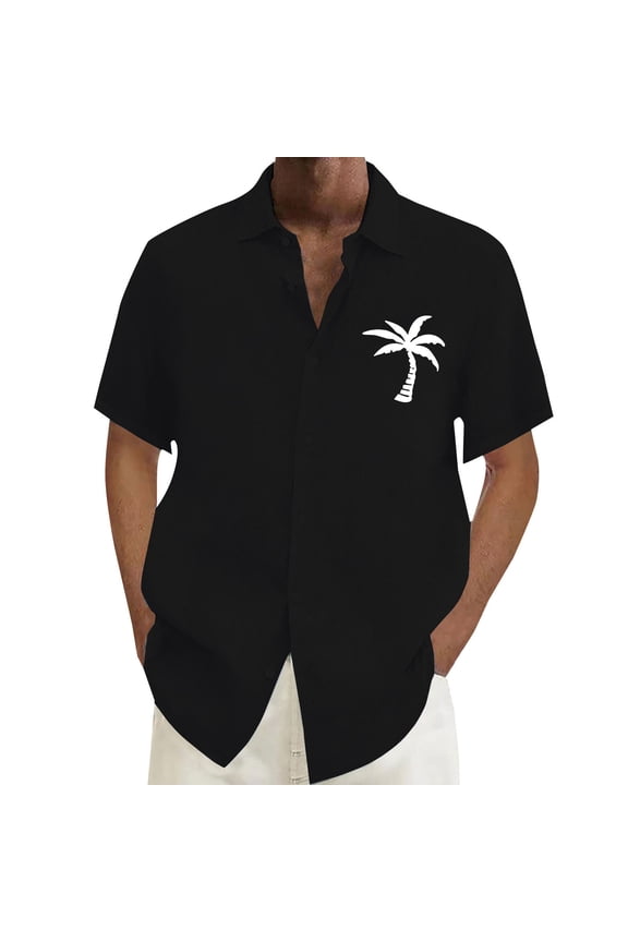 Mens Hawaiian Shirt Short Sleeve Floral Button Down Shirts Tropical Summer Beach Vacation Shirt Black XL