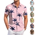 thumbnail image 1 of Mens Hawaiian Shirt Short Sleeve Summer Big and Tall Tropical Print Button Down Shirts for Men Trendy Holiday Beach Shirts Red 5XL, 1 of 7