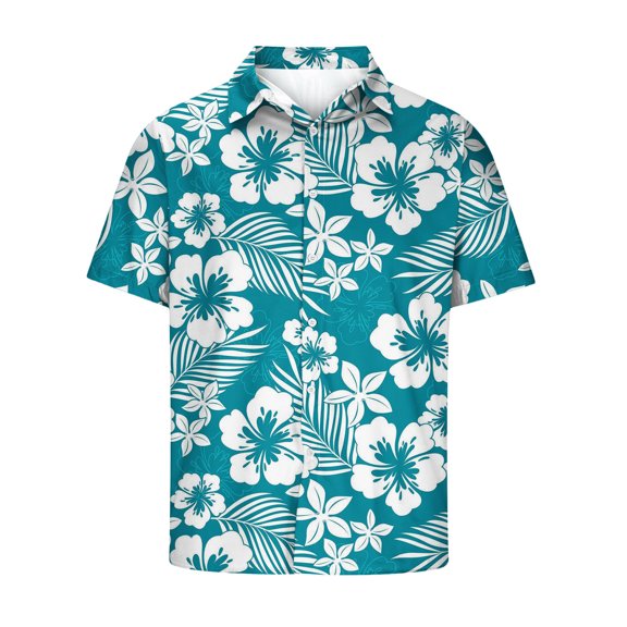 Mens Hawaiian Shirt Stylish Floral Pattern Short Sleeves Button Down Shirts Tropical Vacation Casual Tees Tops