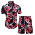 thumbnail image 1 of Mens Hawaiian Shirt and Short Sets Outfits 2 Piece Casual Beach Floral Track Suit, 1 of 7