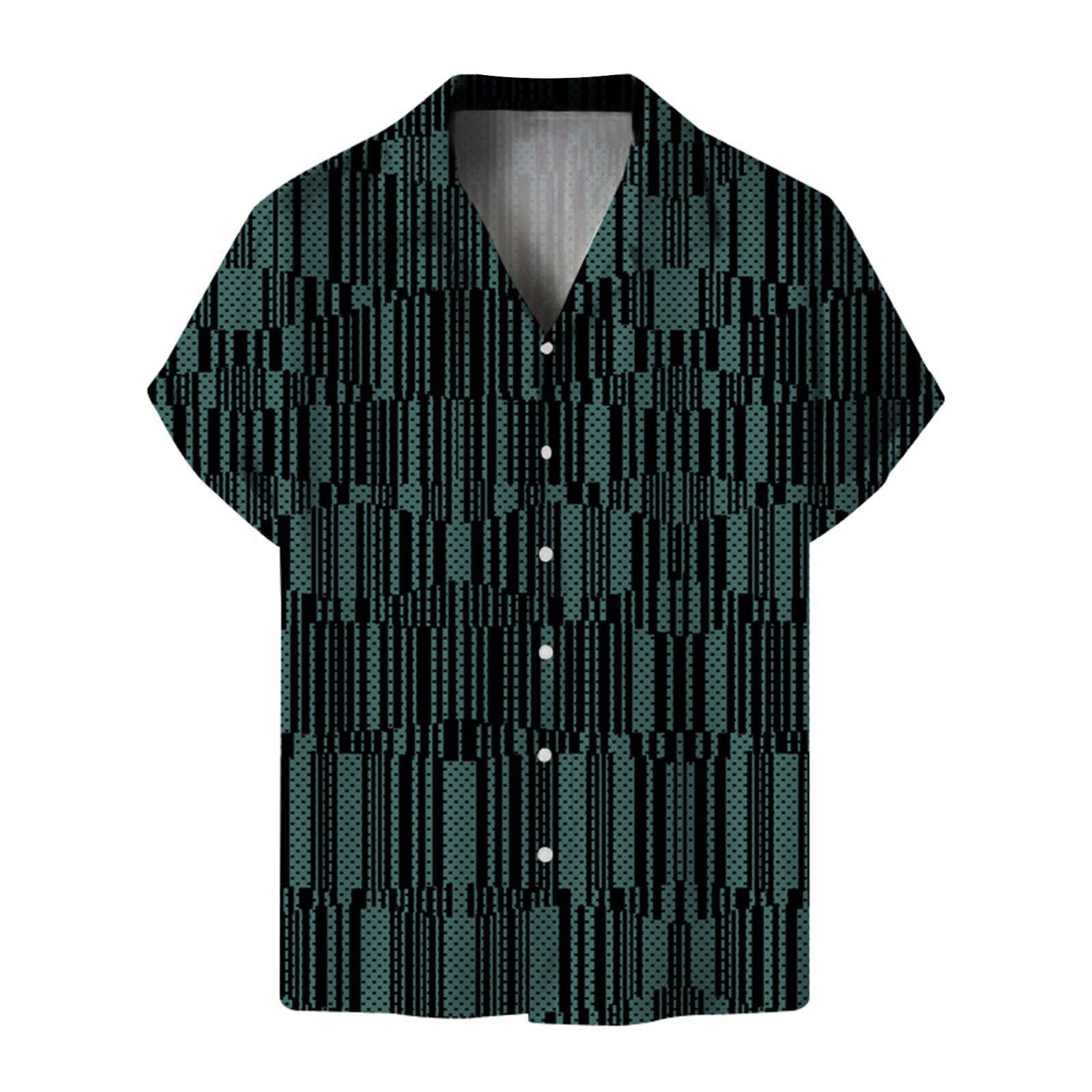 Mens Hawaiian Shirts Button Down Fashion Flower Short Sleeved Summer