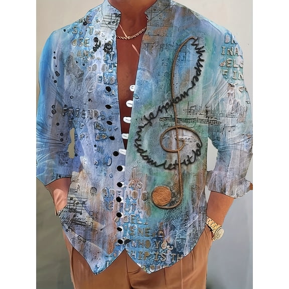 Mens Hawaiian Shirts Long Sleeve Funny Graphic Print Shirt Tropical Holiday Beach Shirts Summer Vacation Beach Shirts Regular Fit Button Down Long Sleeve Shirt Blue A _XXXL