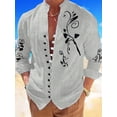 thumbnail image 1 of Mens Hawaiian Shirts Long Sleeve Funny Graphic Print Shirt Tropical Holiday Beach Shirts Summer Vacation Beach Shirts Regular Fit Button Down Long Sleeve Shirt Gray _XXL, 1 of 6